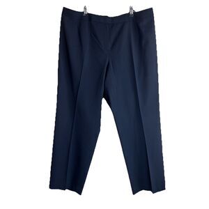 Lafayette 148 New York 'Menswear' Pants Women's 18W Navy Office Wool Wide Leg